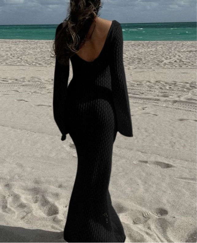 gewebtes langärmliges Strandkleid