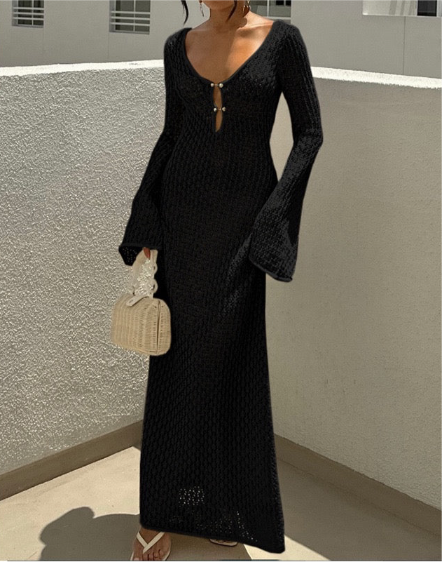gewebtes langärmliges Strandkleid