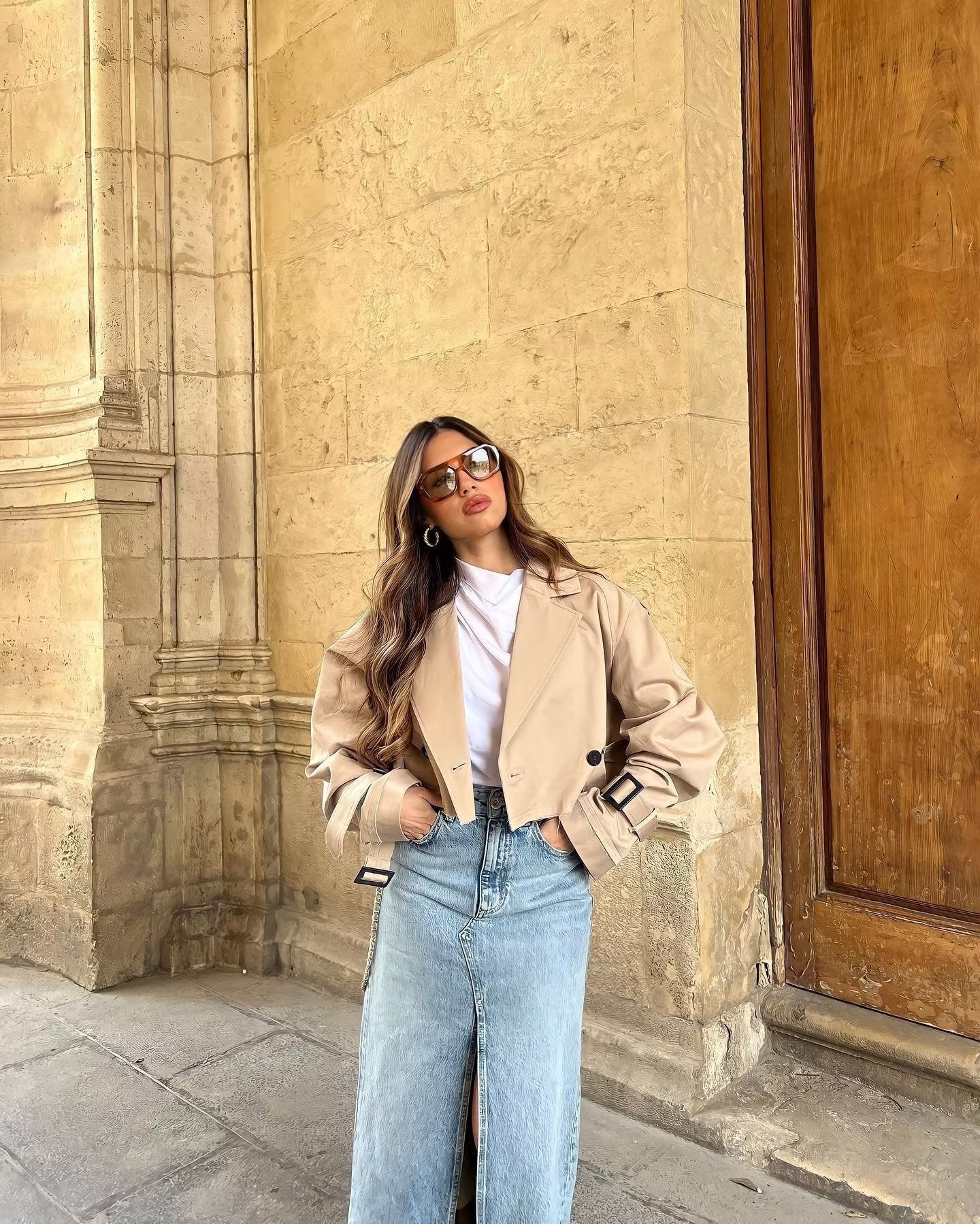 cropped Trenchcoat, beige