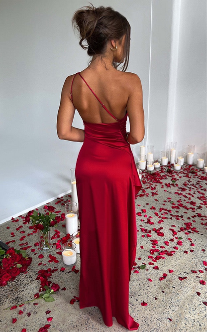 elegantes one shoulder Satin Kleid