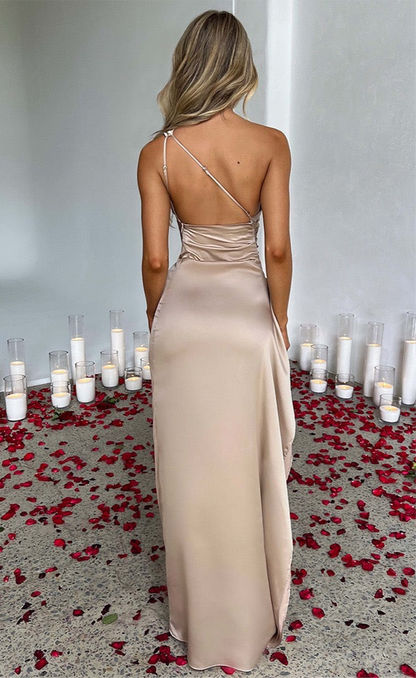 elegantes one shoulder Satin Kleid