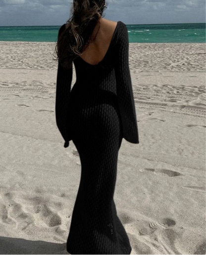 gewebtes langärmliges Strandkleid