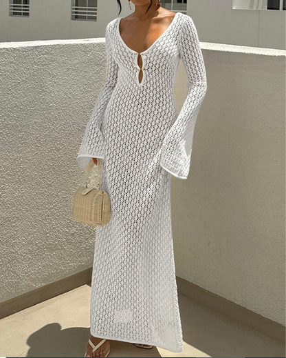 gewebtes langärmliges Strandkleid