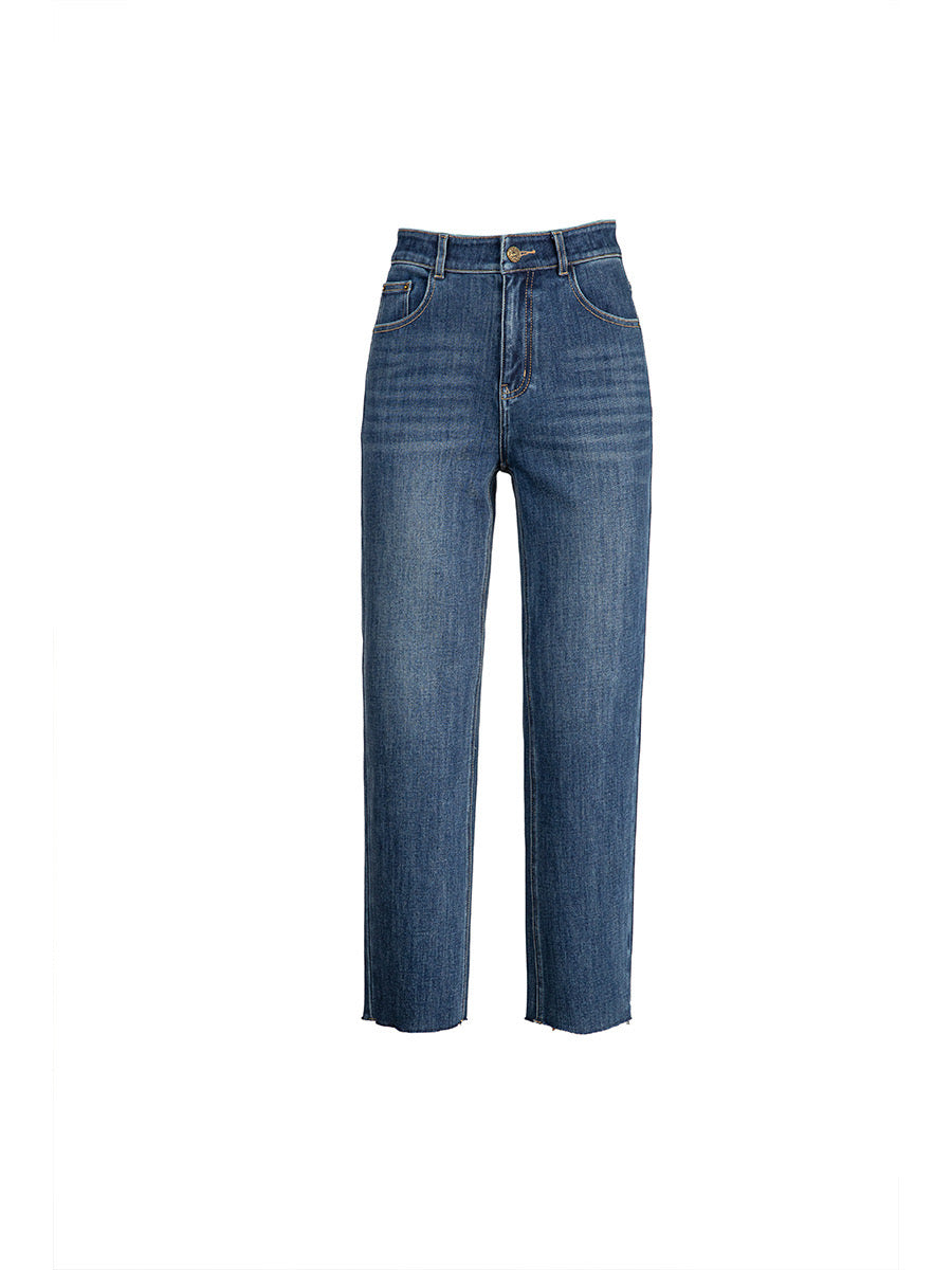 Gradlinige Jeans mit hoher Taille*