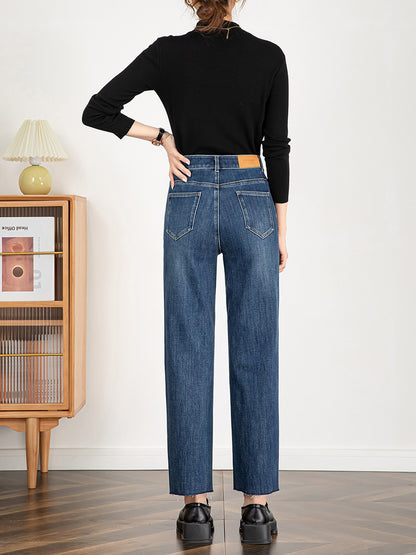 Gradlinige Jeans mit hoher Taille*