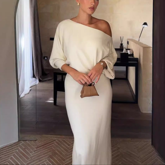 elegantes One Shoulder Kleid mit lockeren Ärmeln