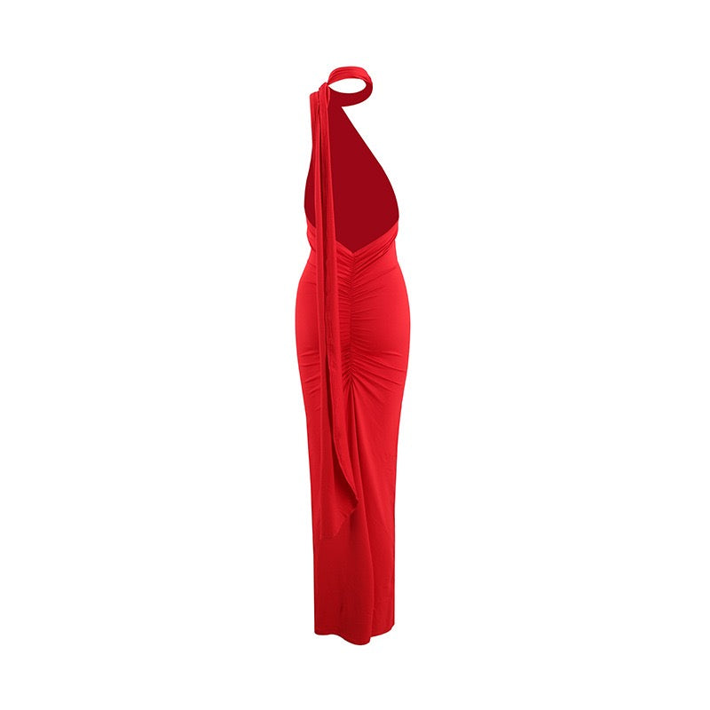 rückenfreies Neckholder Kleid, rot