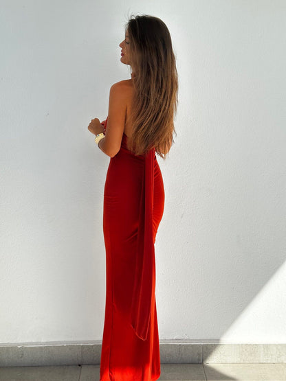 rückenfreies Neckholder Kleid, rot