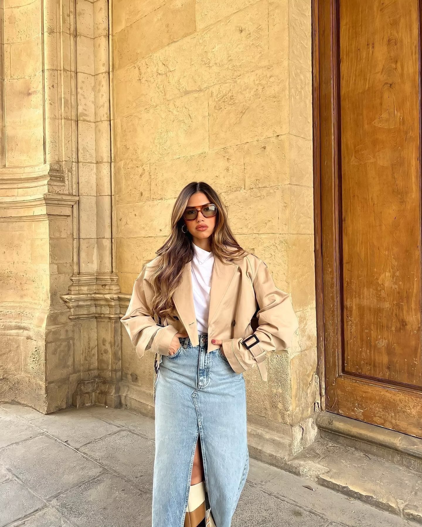 cropped Trenchcoat, beige
