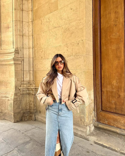 cropped Trenchcoat, beige