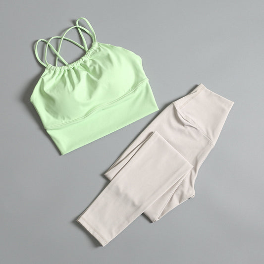 Fitness Set - Crop Top mit rundem Kragen